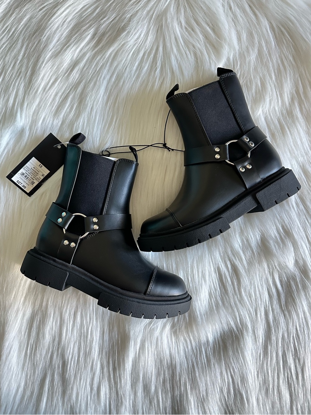 NWT art class kids Black Crosby Boots with side zipper Size 13